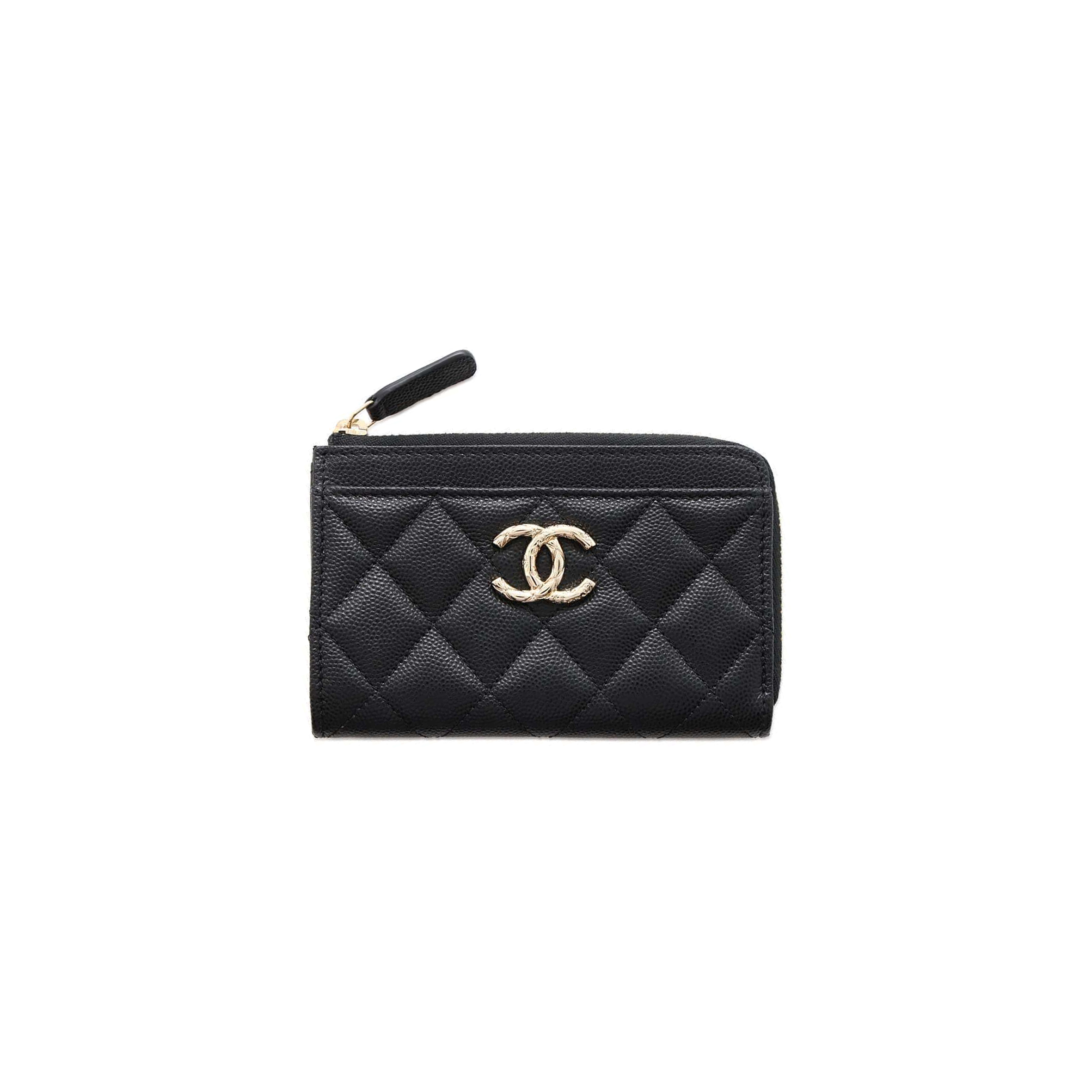 CHANEL MASTER MATELASSE LARGE LOGO L-SHAPED ZIPPER CARD CASE BLACK AP3982 (13*8*3cm)